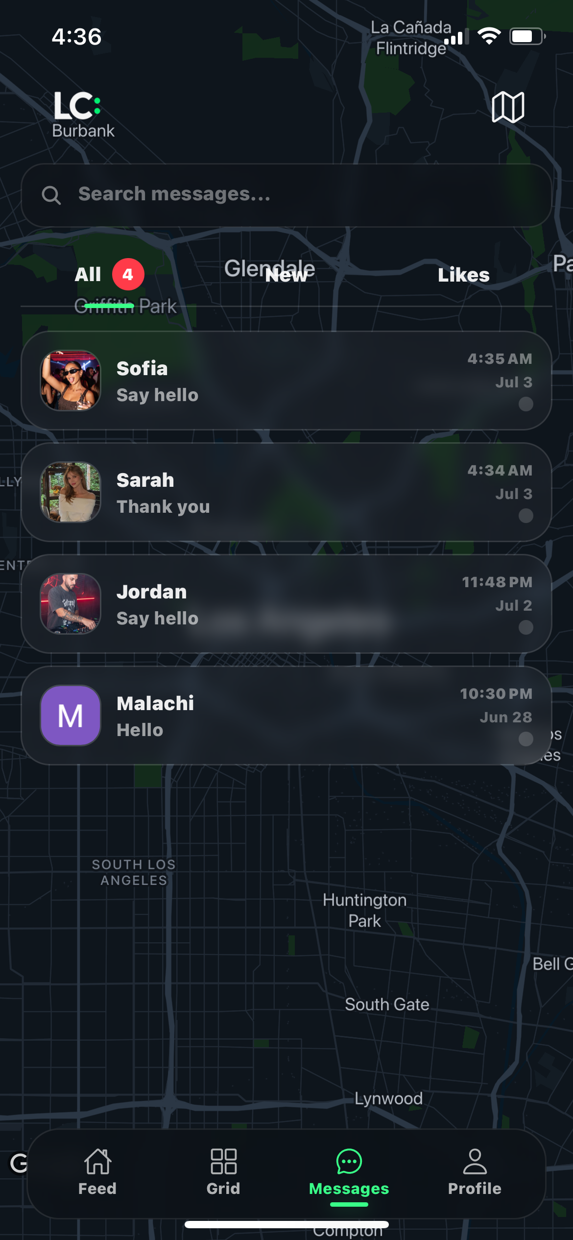 LuvClub direct messaging screenshot